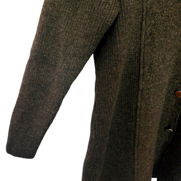 Brown 100% wool sweater cardigan 1x - Picture 3 of 7